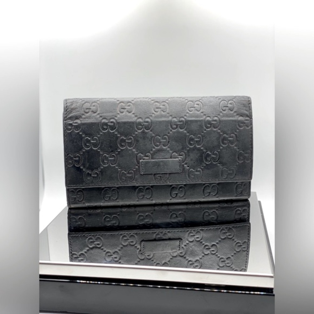 Gucci Guccissima Black Leather Long Wallet